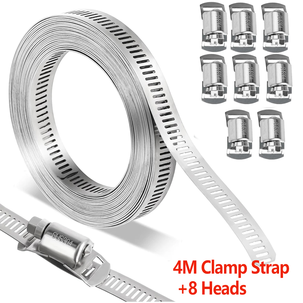 Pipe Clamp Bar - สายรัดรัดท่อ 4M แบบปรับได้ พร้อมตัวล็อคแบบเกลียว คลิปรัดท่อแบบมีหัว 8