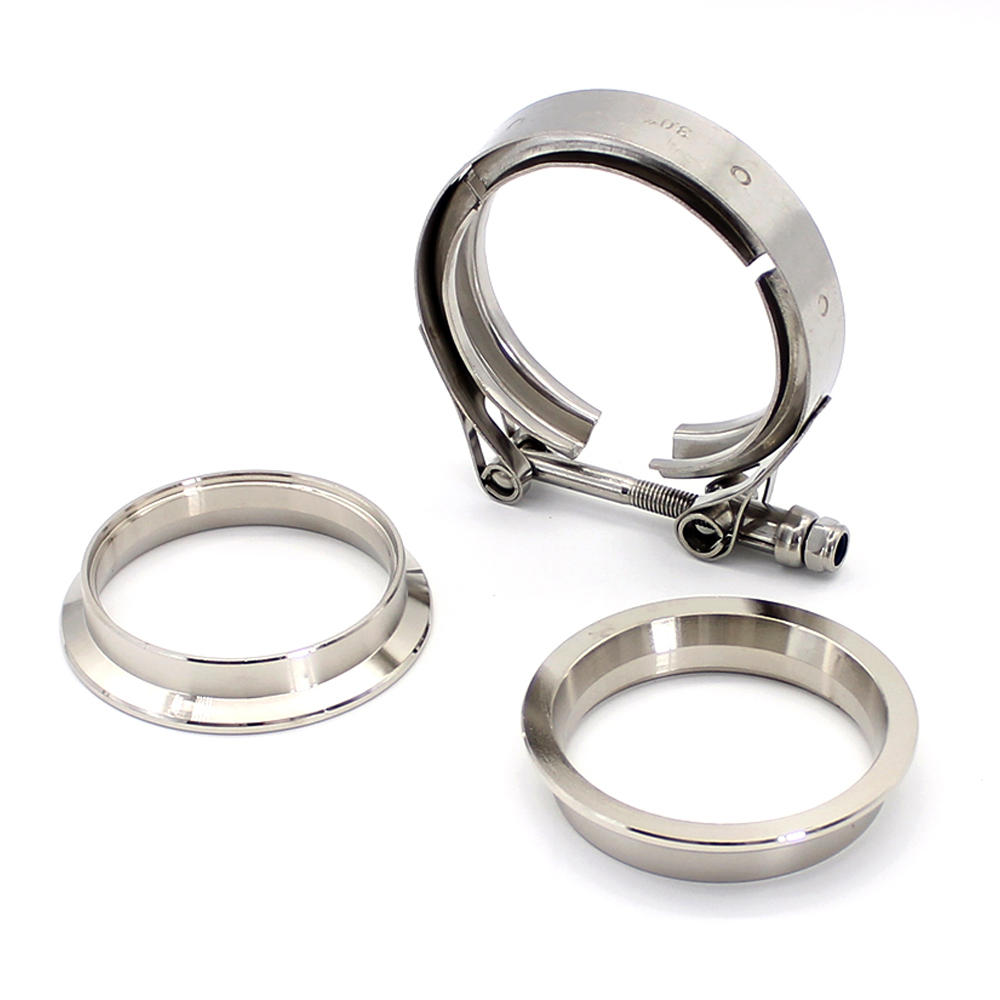 Pipe Clamp Bar - แคลมป์รัดท่อวีแบนด์สแตนเลสพร้อมหน้าแปลนเหล็ก 51/57/63/76/89/102 มม. สำหรับถอดแคลมป์ท่อวีแบนด์ระบบไอเสียอินเตอร์คูลเลอร์