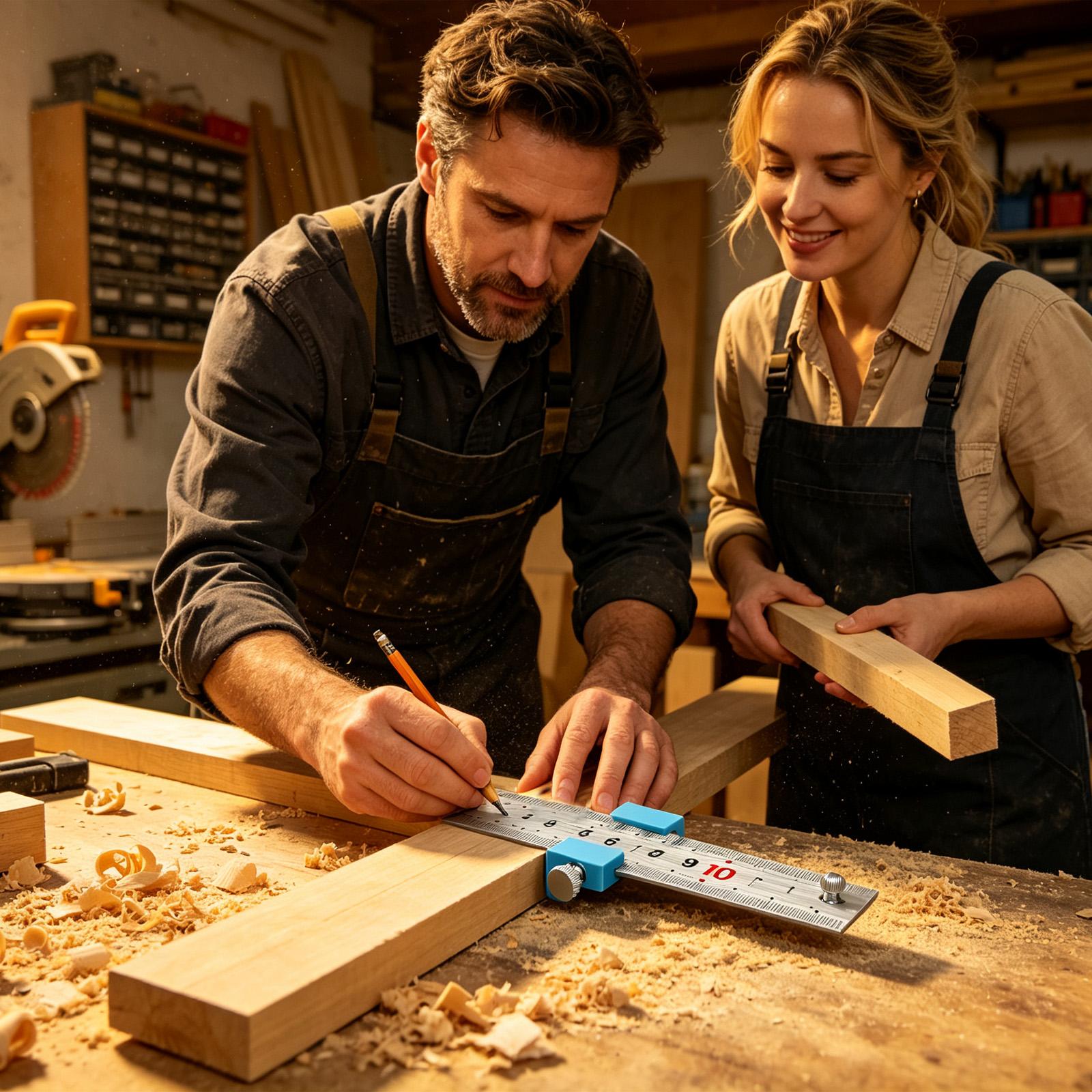 Tools For Home Workshop - เครื่องมือช่างไม้ ไม้บรรทัดวัดระยะ ไม้บรรทัดวัดขนาด บล็อกกำหนดตำแหน่ง ไม้บรรทัดเหล็กสำหรับงานไม้ ใช้ในงานก่อสร้างและเวิร์คช็อปที่บ้าน
