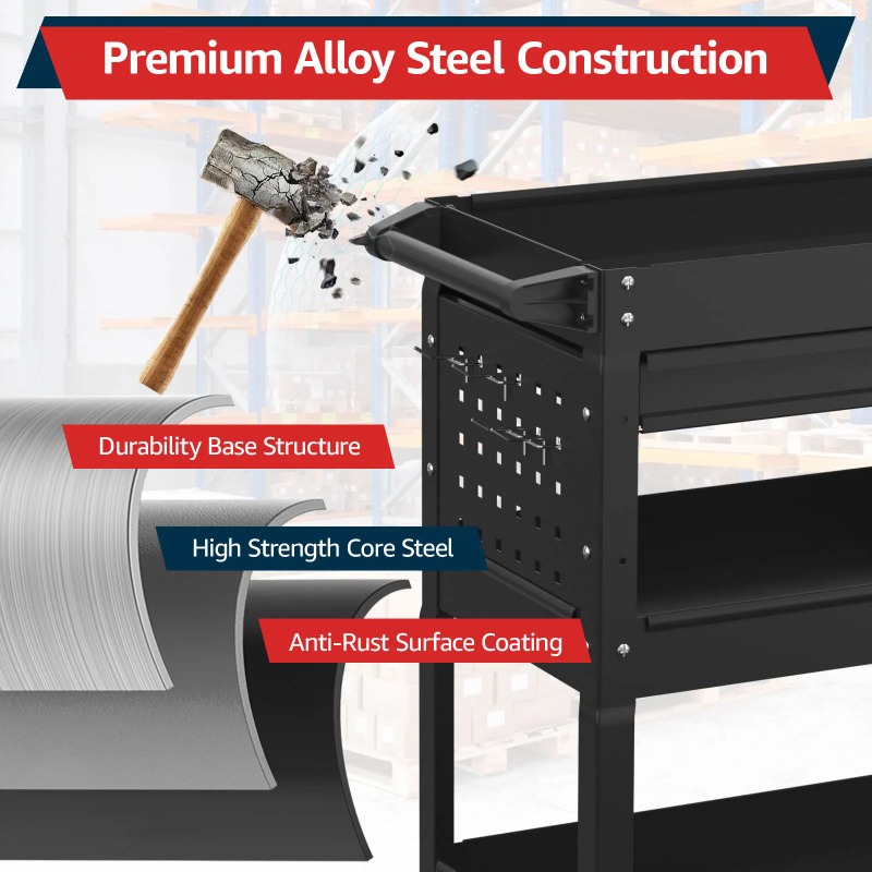 รถเข็นเครื่องมือ 3 ชั้นแบบมีล้ - Workshop Garage Tools Manufacturer บทวิจารณ์และราคา
